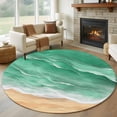 thumbnail image 1 of Green Coastal Beach Round Area Rug 6Ft Washable Circle Rugs for Bathroom Office, Summer Nautical Ocean Beige Seaside Non-Slip Carpet Floor Mats Indoor Outdoor Carpet Runner Aesthetic Home Decor, 1 of 8