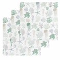 thumbnail image 1 of Green Coastal Dish Towels Set, Waffle Weave Kitchen Towels 3 Pieces, Nautical Summer Beach Coral Sea Turtle Microfiber Hair Face Bath Tea Towel Absorbent Quick Drying Cleaning Dish Cloths, 12"x12", 1 of 7