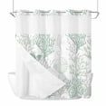 thumbnail image 1 of Green Coastal No Hook Shower Curtain Waterproof, Bathroom Curtains with Snap in Liners and See Through Top Window, Sea Turtle Nautical Coral Summer Beach Hotel Style Bathtub Curtains Shower 72"Wx72"L, 1 of 8