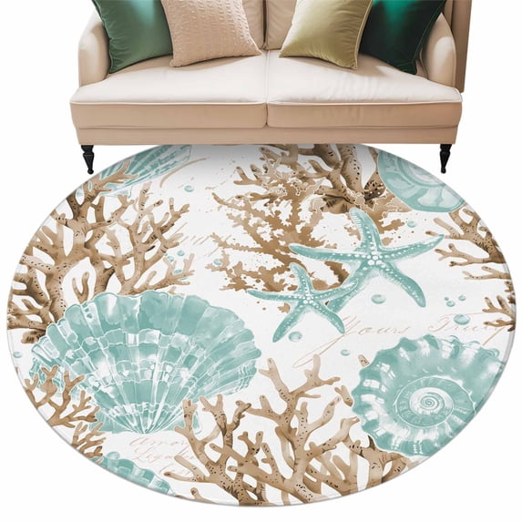 Green Coastal Seashells Large Area Rugs for Bedroom Living Room, Soft ...