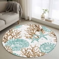 thumbnail image 1 of Green Coastal Seashells Round Area Rug 3.3 FT, Non Slip Small Entryway Kitchen Mat, Nautical Brown Coral Starfish Washable Soft Circular Rug Non-Shedding Door Mat for Bathroom Playroom Kids Room, 1 of 9
