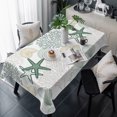 thumbnail image 1 of Green Coastal Table Cloth Waterproof Tablecloths, Summer Beach Starfish Coral Shell Nautical Tablecloth Dining Table Cover for Kitchen Party Tabletop Outdoor, Rectangle Tablecloth 60x120 Inch, 1 of 9