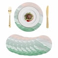 thumbnail image 1 of Green Coastal Wave Round 13 Inch Placemats Set of 8, Summer Modern Ocean Beach HeatResistant Non Slip Place Mats for Dining Table, Wipeable Braided Kitchen Table Mats for Housewarming, 1 of 9