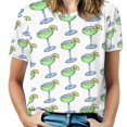thumbnail image 1 of Green Cocktail Pattern Women's T-Shirt Short Sleeve T Shirts Tops Tee Ladies Loose T, 1 of 6
