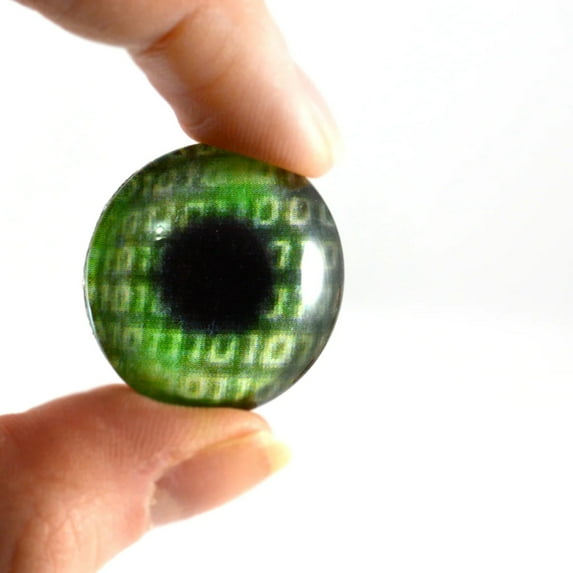 Green Code Cyberpunk Glass Eyes