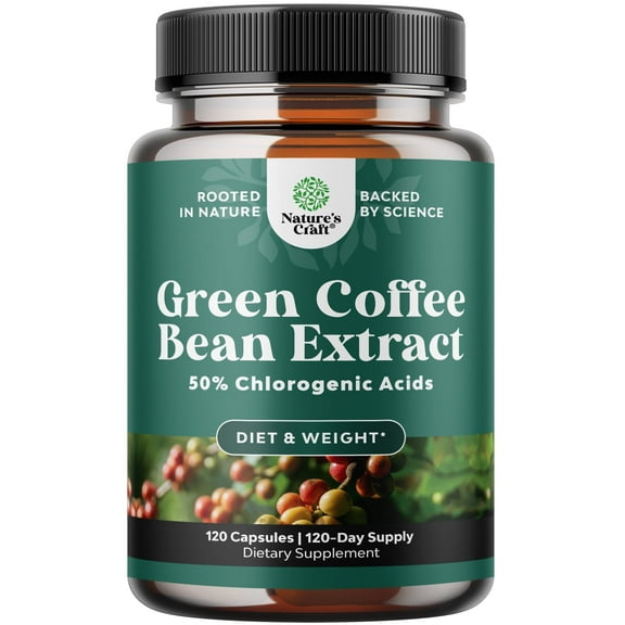 Green Coffee Bean Extract Appetite Suppressants for Weight Management - Herbal Fat Burner with Chlorogenic Acid for Women and Men