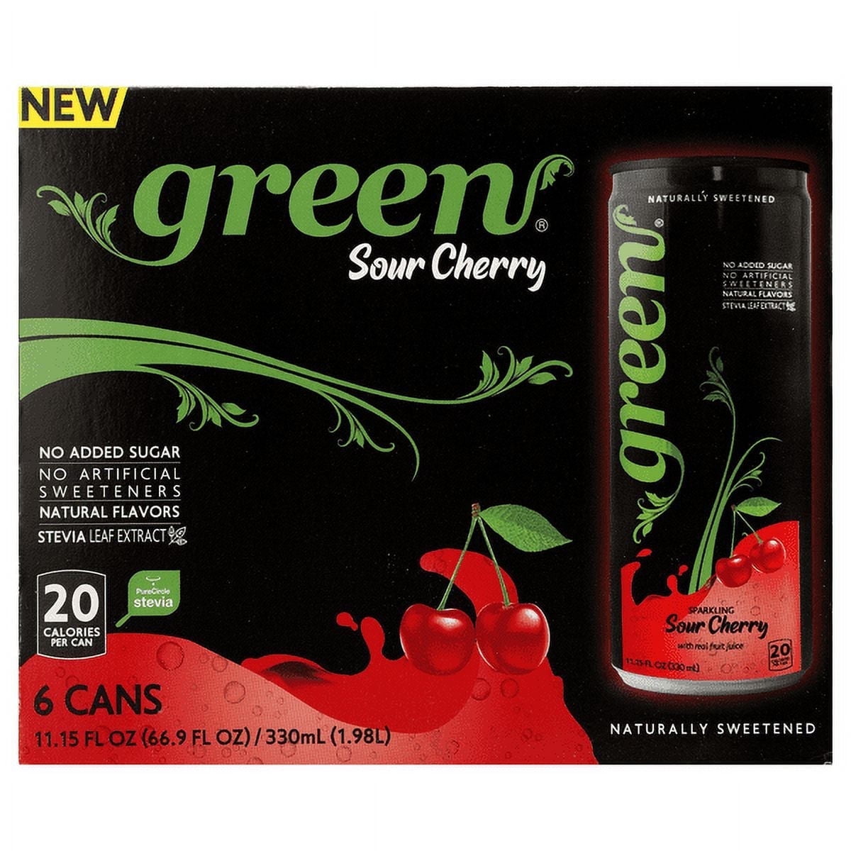 Green Cola Naturally Flavored Sparkling Beverage Sour Cherry - 11.15 fl oz 6 ea Pack of 2