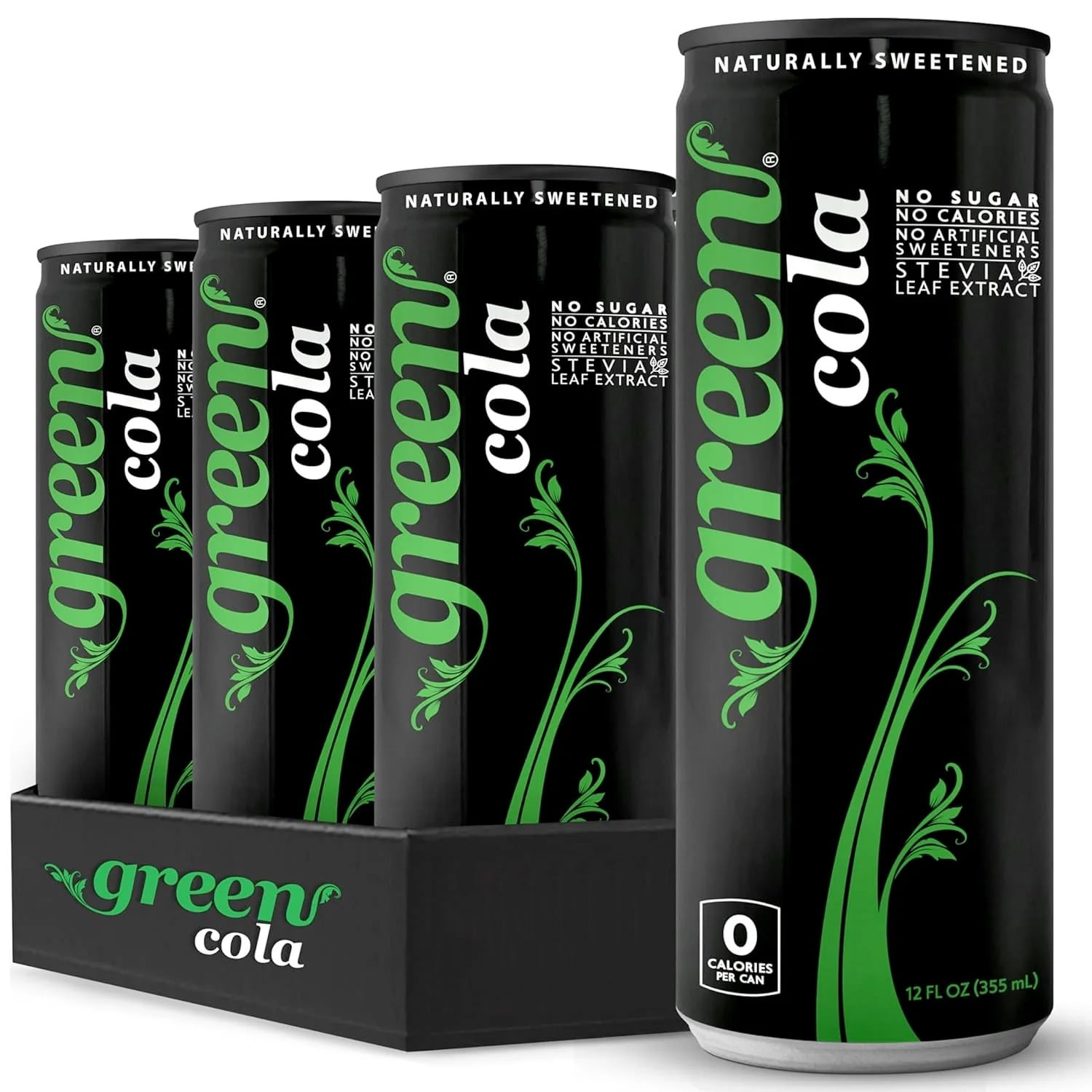 Green Cola Zero Sugar, Zero Calories, Naturally Sweetened with 100