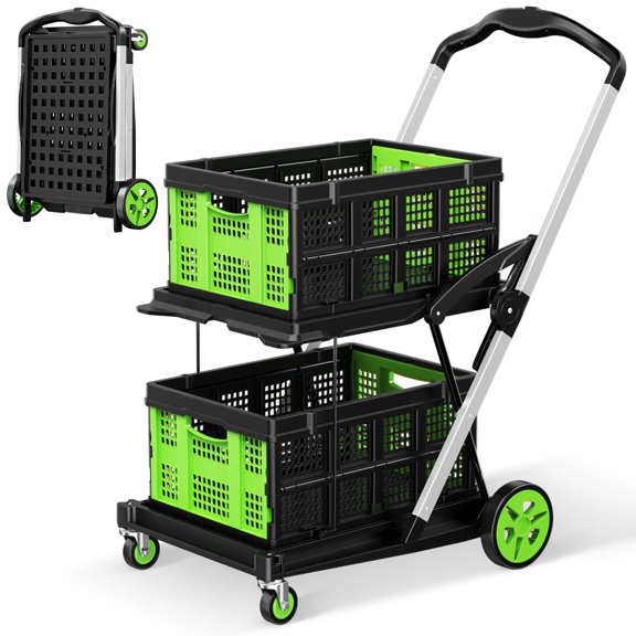 Green Collapsible 8-in-1 Multi Functional Utility Trolley 200lbs Load Capacity