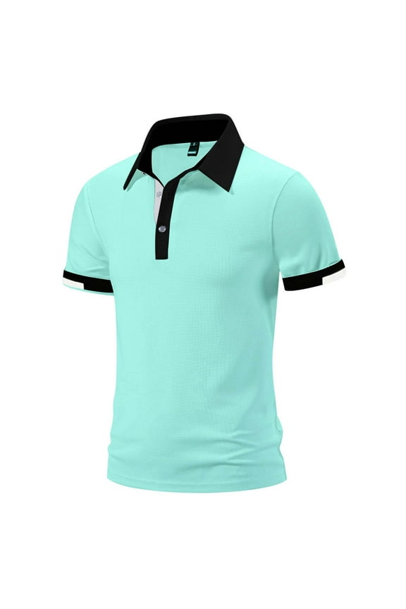 Green Collared Shirt Men Basic Tee Button Collar Athletic Collared T-Shirts Relaxed Fit Outdoor Casual Polo Shirts,Mint Green,XXXXXXL
