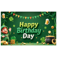 thumbnail image 1 of Green Color Birthday Banner Decorative Gold Coins Theme for Party Celebration Holiday Decoration Photo Shoot, 1 of 9