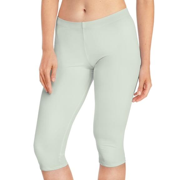 Green Color Capri Leggings, Green Capri Leggings 8