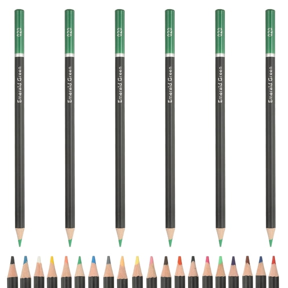 Green Color Drawing Pencils for Adult Coloring Books, 6 Pcs