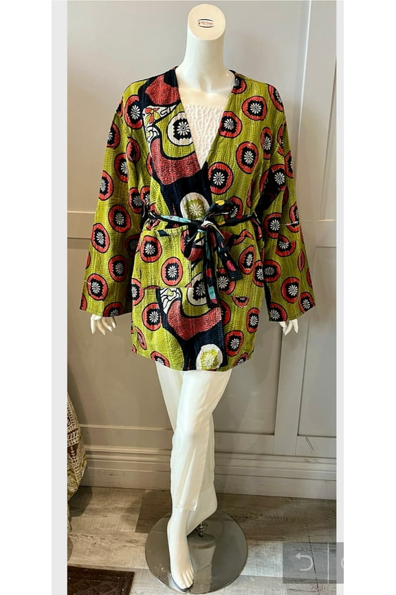 Green Color Kantha Work Jacket