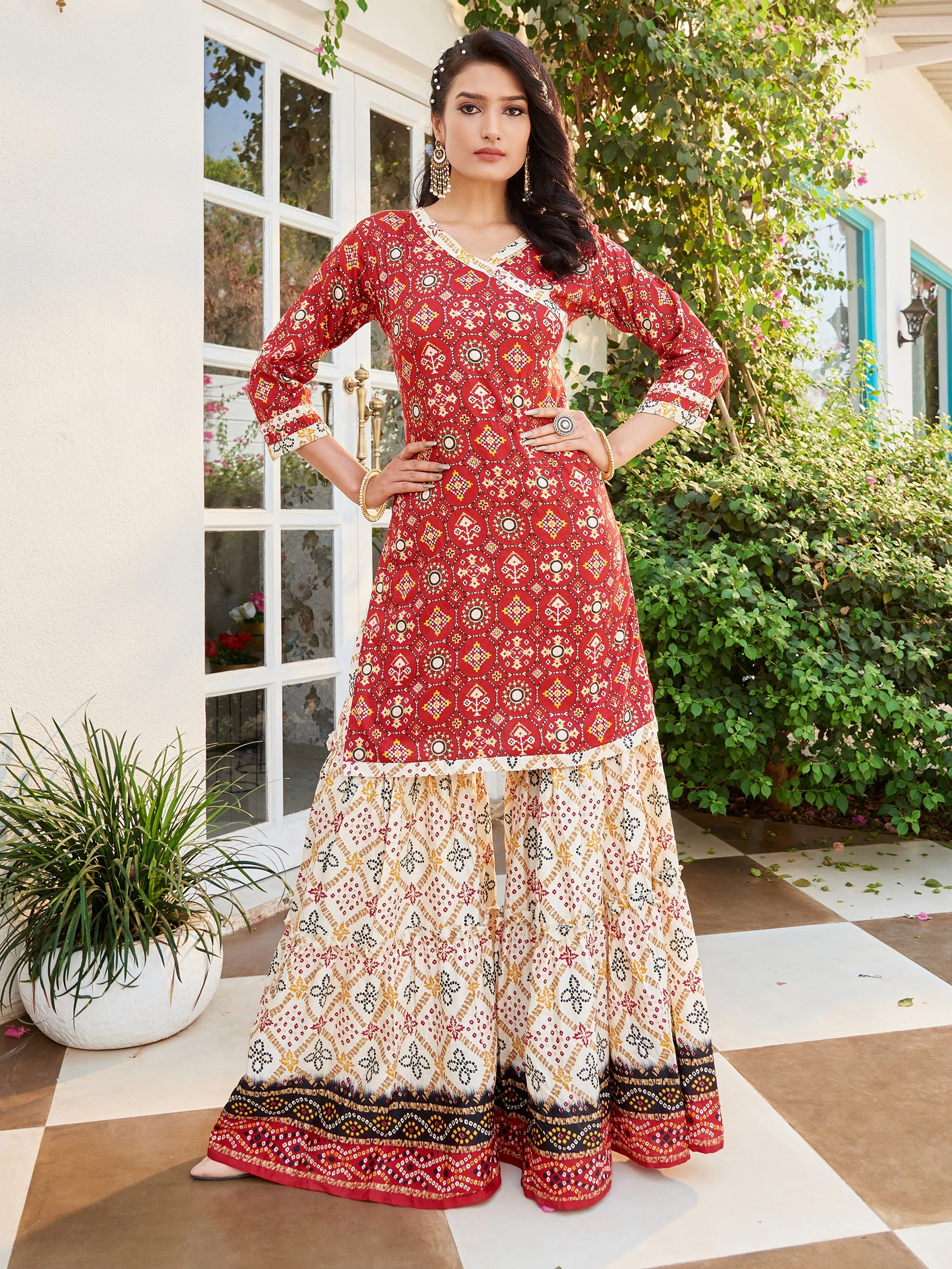 Green Printed Cotton Kurti