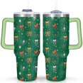 thumbnail image 1 of Green with Colorful Bows 40 Oz Tumbler with Handle Lid and Straw Stainless Steel Double Walled Vacuum Insulated Cup Merry Christmas Gifts Tumbler for Women Men Friends Outdoor Indoor, 1 of 6