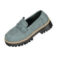 thumbnail image 1 of Green Comfortable Loafers For Women With Chunky Heel, Frosted Exterior, Round Toe, Ideal For Daily Use, 1 of 9