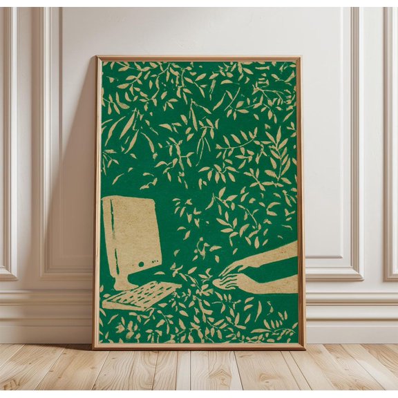 Green Computer Botanical Office Minimal Tech Decorative Interior Wall Art Poster