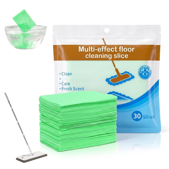 Green Concentrated Floor Cleaning Sheets Multipurpose Cleaner For Wood Tile Vinyl Floors Dissolve No Wash Tabs 30Pc