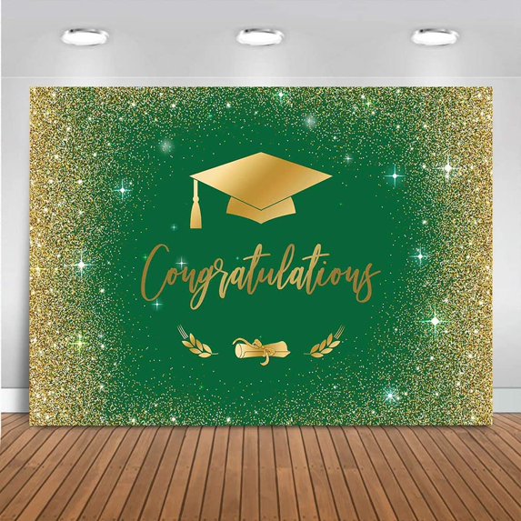 Green Congrats Grad Backdrop Class of 2026 Graduation Background ...