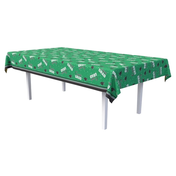 Green Congrats Grad Plastic Tablecovers, 54" x 108", Pack of 2
