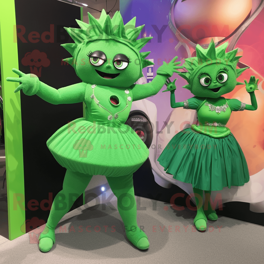Green Contortionist REDBROKOLY mascot costume character dressed with a ...
