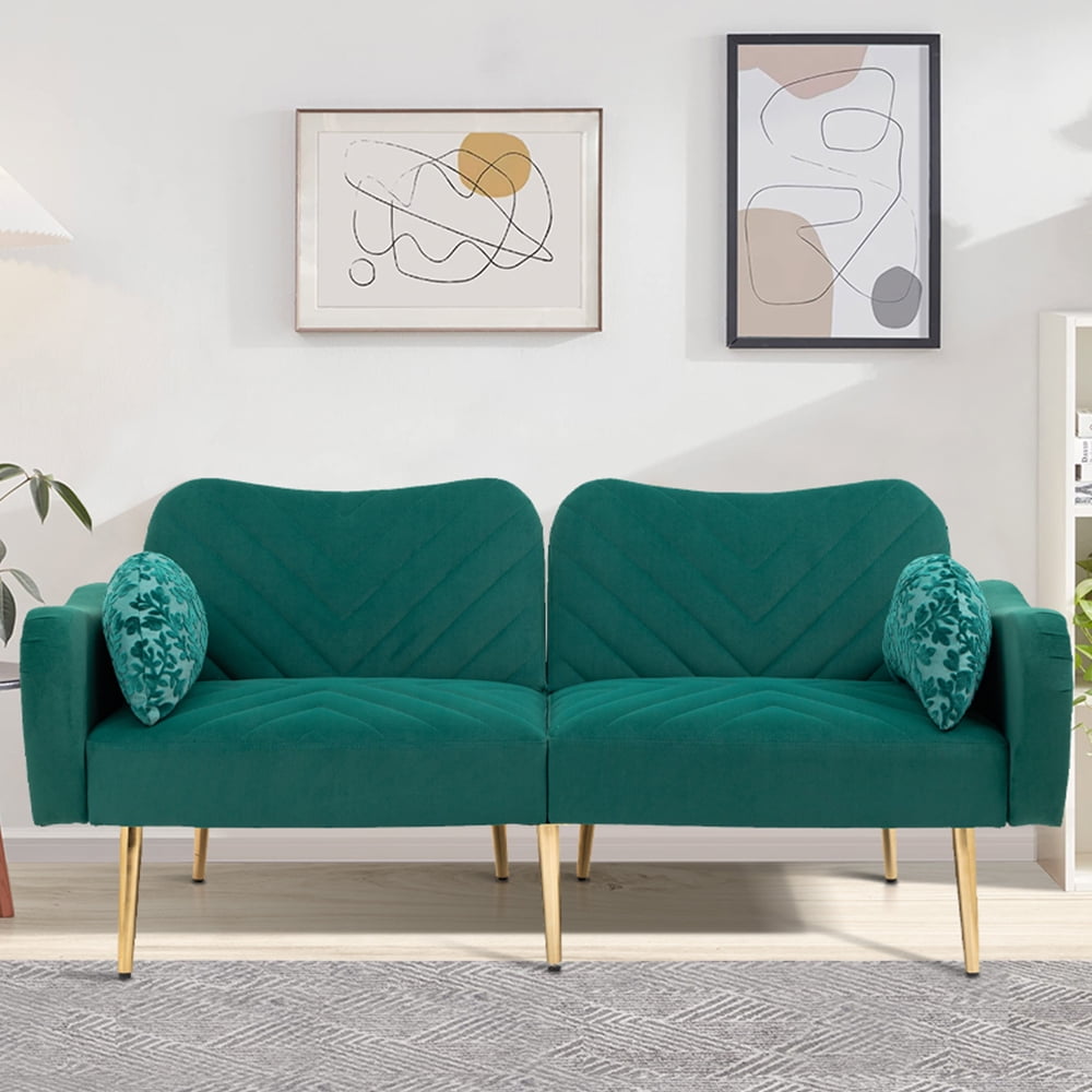 Green Convertible Sofa, Velvet Upholstered Sofa, Sofa Bed Sleeper with