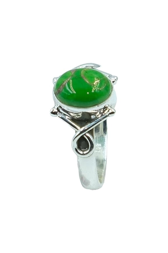 Green Copper Turquoise 925 Sterling Silver Handmade Unique Design Promise Statement Ring Gift Jewelry