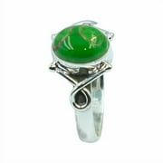 RADHEY KRISHNA JEWELLERS Green Copper Turquoise 925 Sterling Silver Handmade Unique Design Promise Statement Ring Gift Jewelry