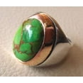 thumbnail image 1 of Green Copper Turquoise Mens Ring, Natural Green Copper Turquoise, Silver Jewelry, 925 Silver Ring, Birthday Gift, Heavy Mens Ring, Arabic Design, Ottoman Style Ring, Christmas, Turkey Mens Signet Ring, 1 of 5