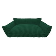 Vibrant Life Small Plush Cord Sofa Style Dog Bed, Green, 17" x 24"