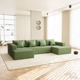 thumbnail image 1 of Green Corduroy Couch - Generous Capacity - Living Room Setup - Comfortable Seating Solution, 1 of 2