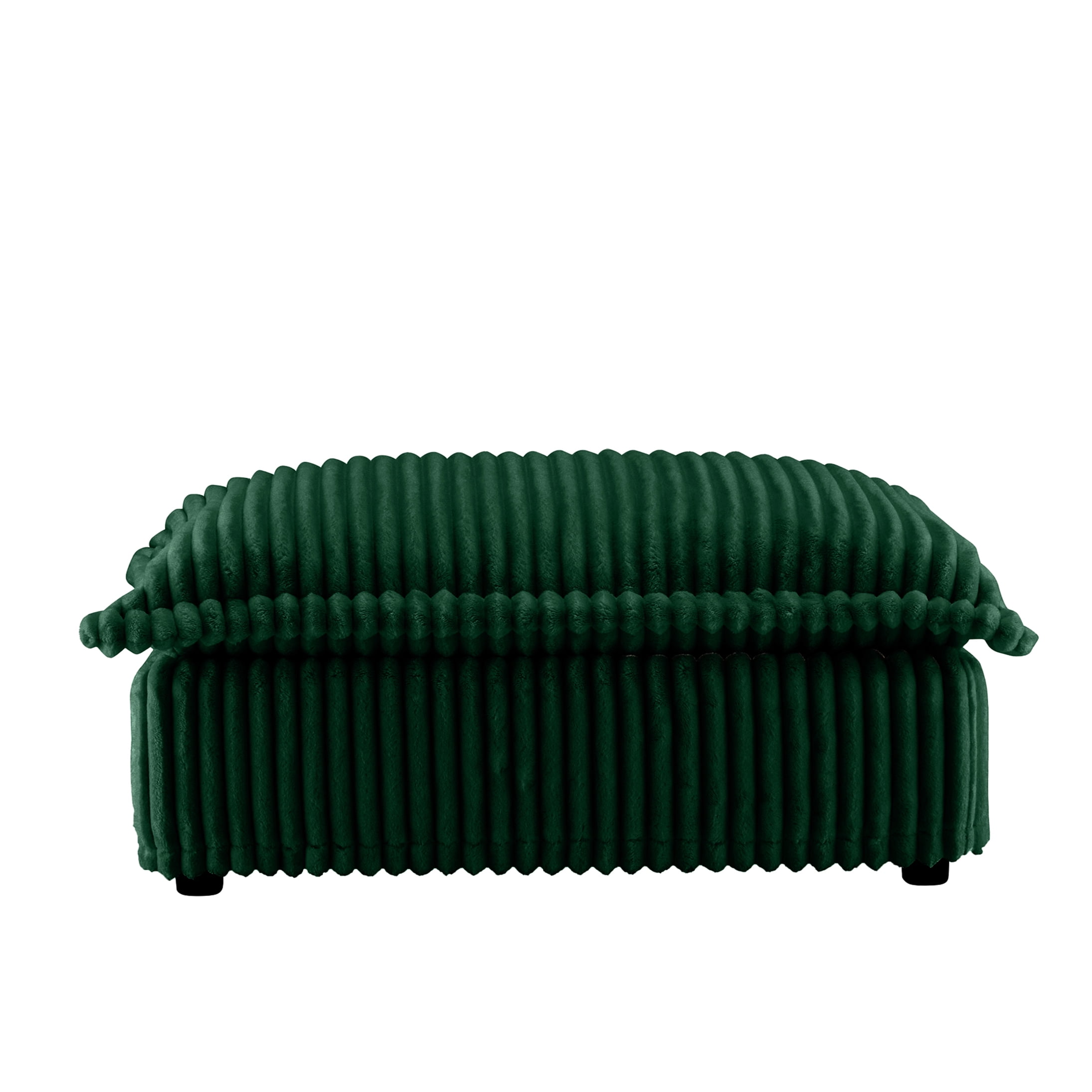 Green Corduroy Living Room Ottoman with Removable Cover, Modern Footrest Stool for Lounge