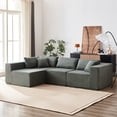 thumbnail image 1 of Green Corduroy Modular Sectional Sofa Set | Suitable for Multiple Rooms, Easy to Move and Combine, 1 of 5