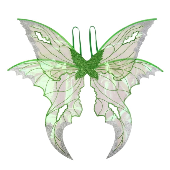 Green Cosplay Wings with Elastic Shoulder Straps, Sparkly Party Accessories for Halloween Masquerade Costume Dress Up, Photography Props, Festival Celebration