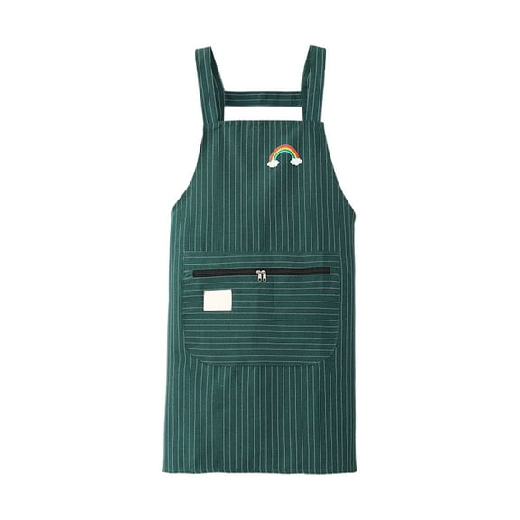 Green Cotton Linen Apron Kitchen Cooking Apron With Zipper Pocket Stain Resistant Breathable Adjustable Straps Unisex Design For Home Use Professional Chef Use