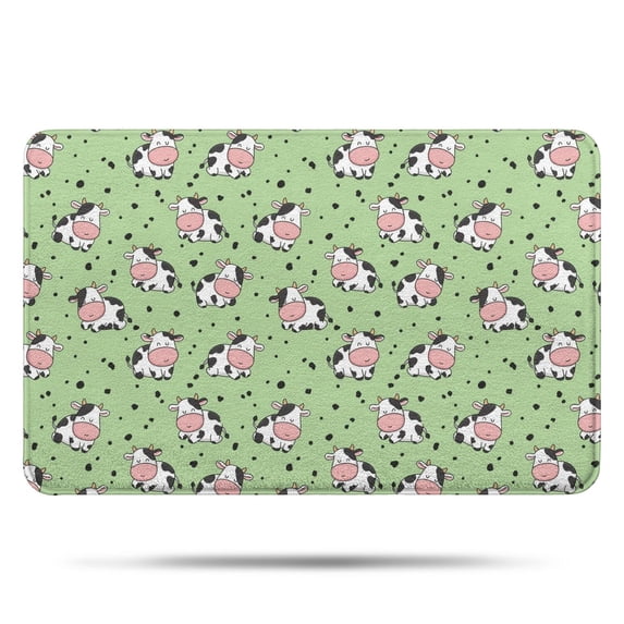 Green Cow Dot Pattern Bathroom Rugs Mat,Non Slip Microfiber Bathroom Rug,Rubber Backing,Soft Bathroom Mats for Bathroom Floor,Tub and Shower,17x27in(43x68cm)