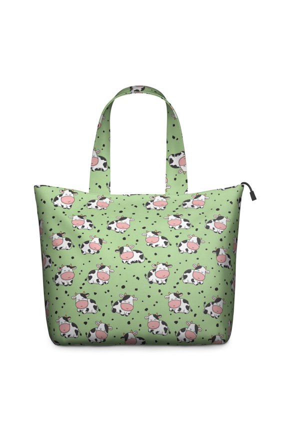 Green Cow Dot Pattern Travel Tote Bags for Women Carry On,Large Weekender Bags for Women Travel,Multi Functional Duffle Bag for Work,Shopping,Sports