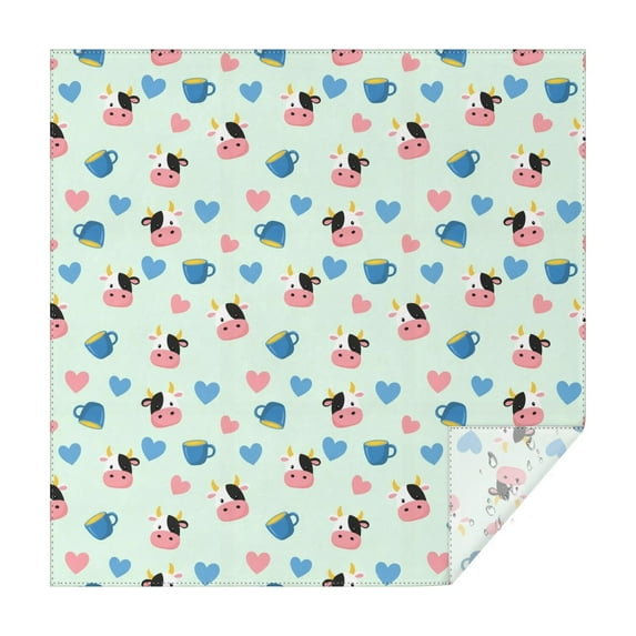 Green Cow Heart Cup Pattern Square Tablecloth,Waterproof Square Table Cover,Wipeable Spillproof Washable Table Cover for Home Kitchen Party Decor 60"x60"(152x152cm)