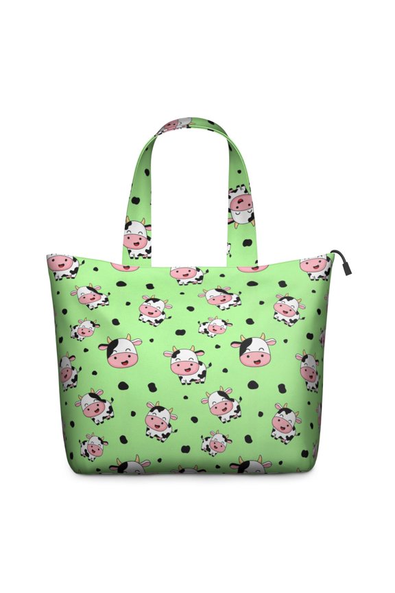 Green Cow Spot Pattern Travel Tote Bags for Women Carry On,Large Weekender Bags for Women Travel,Multi Functional Duffle Bag for Work,Shopping,Sports