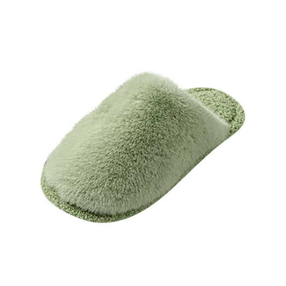 Green Cozy Slippers For Women With Solid Accent Plush Interior For Everyday Use Lightweight