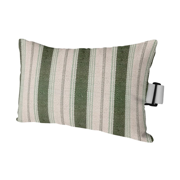 Green Cream Striped Outdoor Pillow for Chaise Lounge Chair,Rustic Minimalist Vertical Line Waterproof Headrest Lumbar Pillows with Insert&Elastic Strap for Patio Pool Garden Chairs Decor,1 Pack