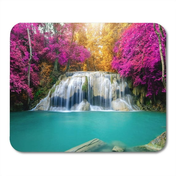 Green Creek Amazing Waterfall in Wonderful Autumn Forest Scenery Fall Mousepad Mouse Pad Mouse Mat 9x10 inch