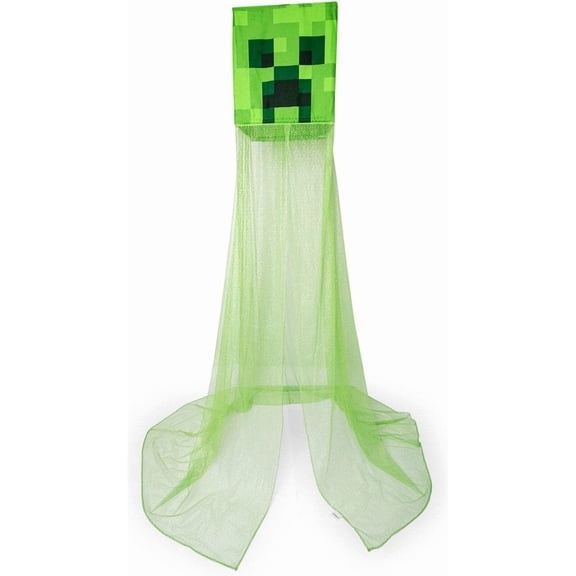 Green Creeper Kids Bed Canopy Curtains for Ceiling, Hanging Mosquito Netting | Play Room Accessories, Cover for Nursery Baby Crib | Official Video Game Home Decor Collectible