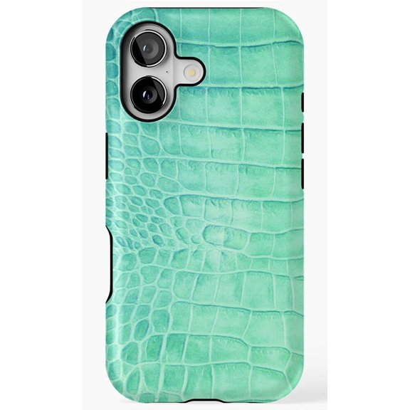 Green Crocodile Leather Text Phone Case for iPhone 11 12 13 14 15 16 17 Pro Max