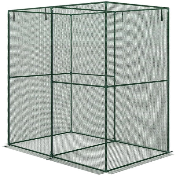 Green Crop Cage with Zippered Door, Steel and Hdpe Plant Protection Tent for Vegetable Garden and Backyard