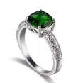 thumbnail image 1 of Green Cubic Zircon Square Cut 925 Silver CZ Band Women's Wedding Ring Size 7/8/9, 1 of 5