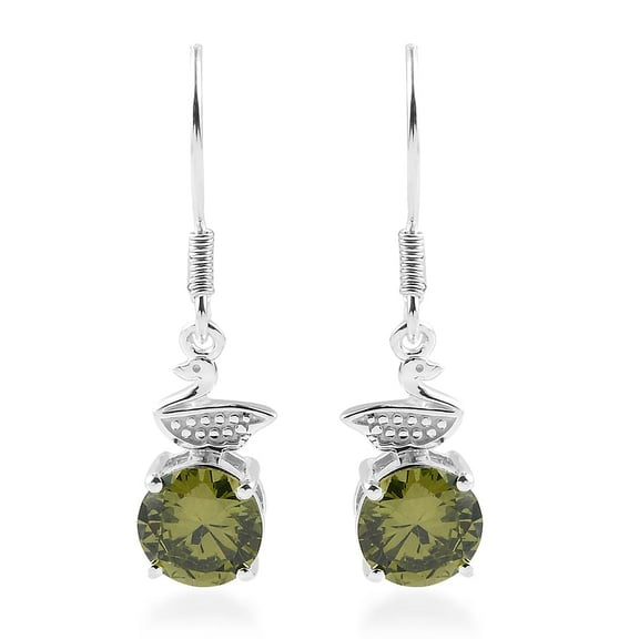 SHOP LC Green Cubic Zirconia CZ  925 Sterling Silver Dangle Drop Earrings for Women Jewelry Ct 5.54 Birthday Gifts for Women