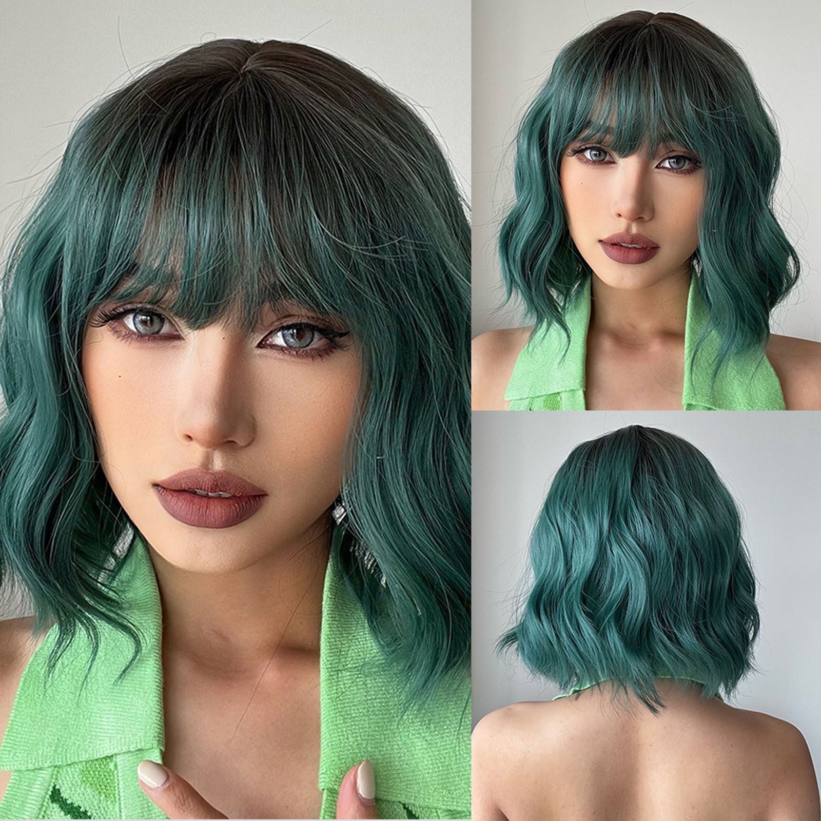 Green wig short hot sale
