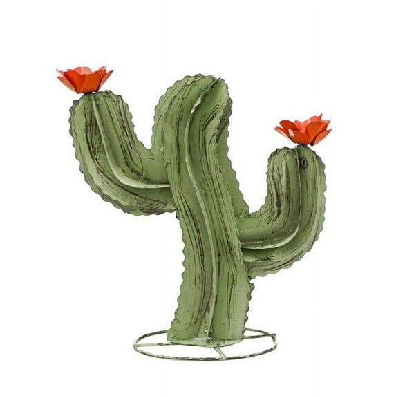Green Curvy Cactus for Garden Decor - Distressed Finish